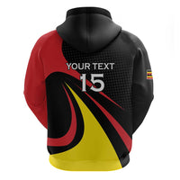 Uganda Rugby Custom Hoodie Black Crowned Crane Mascot - Sporty Style