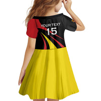 Uganda Rugby Custom Kid Short Sleeve Dress Black Crowned Crane Mascot - Sporty Style