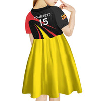 Uganda Rugby Custom Kid Short Sleeve Dress Black Crowned Crane Mascot - Sporty Style