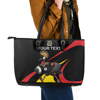 Uganda Rugby Custom Leather Tote Bag Black Crowned Crane Mascot - Sporty Style