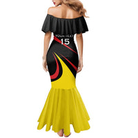 Uganda Rugby Custom Mermaid Dress Black Crowned Crane Mascot - Sporty Style