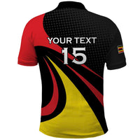 Uganda Rugby Custom Polo Shirt Black Crowned Crane Mascot - Sporty Style