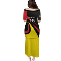 Uganda Rugby Custom Puletasi Black Crowned Crane Mascot - Sporty Style