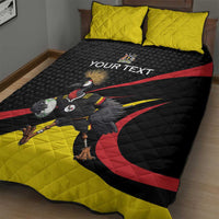 Uganda Rugby Custom Quilt Bed Set Black Crowned Crane Mascot - Sporty Style