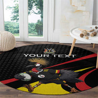 Uganda Rugby Custom Round Carpet Black Crowned Crane Mascot - Sporty Style