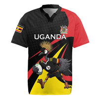 Uganda Rugby Custom Rugby Jersey Black Crowned Crane Mascot - Sporty Style
