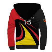 Uganda Rugby Custom Sherpa Hoodie Black Crowned Crane Mascot - Sporty Style