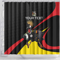 Uganda Rugby Custom Shower Curtain Black Crowned Crane Mascot - Sporty Style