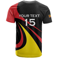 Uganda Rugby Custom T Shirt Black Crowned Crane Mascot - Sporty Style