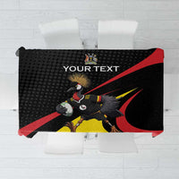 Uganda Rugby Custom Tablecloth Black Crowned Crane Mascot - Sporty Style