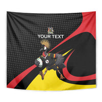 Uganda Rugby Custom Tapestry Black Crowned Crane Mascot - Sporty Style