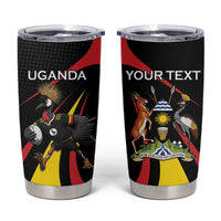 Uganda Rugby Custom Tumbler Cup Black Crowned Crane Mascot - Sporty Style