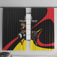 Uganda Rugby Custom Window Curtain Black Crowned Crane Mascot - Sporty Style