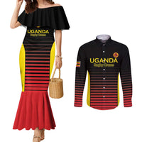 Uganda Rugby Custom Couples Matching Mermaid Dress and Long Sleeve Button Shirt Go Cranes