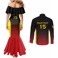 Uganda Rugby Custom Couples Matching Mermaid Dress and Long Sleeve Button Shirt Go Cranes