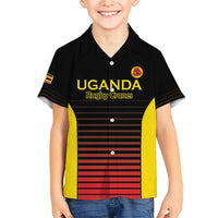 Uganda Rugby Custom Family Matching Short Sleeve Bodycon Dress and Hawaiian Shirt Go Cranes