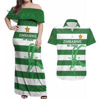 Zimbabwe Rugby Custom Couples Matching Off Shoulder Maxi Dress and Hawaiian Shirt Go Sables Go