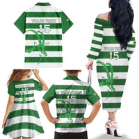 Zimbabwe Rugby Custom Family Matching Off The Shoulder Long Sleeve Dress and Hawaiian Shirt Go Sables Go