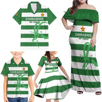 Zimbabwe Rugby Custom Family Matching Off Shoulder Maxi Dress and Hawaiian Shirt Go Sables Go