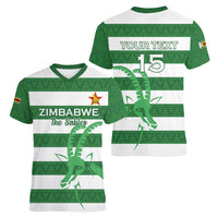 Zimbabwe Rugby Custom Women V-Neck T-Shirt Go Sables Go