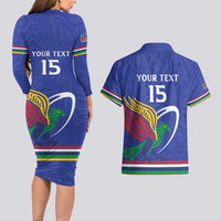 Namibia Rugby Custom Couples Matching Long Sleeve Bodycon Dress and Hawaiian Shirt Go Welwitschias