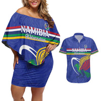 Namibia Rugby Custom Couples Matching Off Shoulder Short Dress and Hawaiian Shirt Go Welwitschias