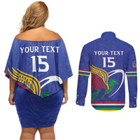 Namibia Rugby Custom Couples Matching Off Shoulder Short Dress and Long Sleeve Button Shirt Go Welwitschias