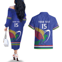 Namibia Rugby Custom Couples Matching Off The Shoulder Long Sleeve Dress and Hawaiian Shirt Go Welwitschias
