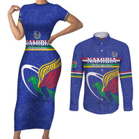 Namibia Rugby Custom Couples Matching Short Sleeve Bodycon Dress and Long Sleeve Button Shirt Go Welwitschias