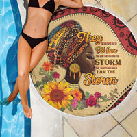 Black History Month Beach Blanket African Woman Afro I Am The Storm - Wonder Print Shop