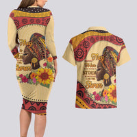 Black History Month Couples Matching Long Sleeve Bodycon Dress and Hawaiian Shirt African Woman Afro I Am The Storm - Wonder Print Shop