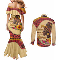 Black History Month Couples Matching Mermaid Dress and Long Sleeve Button Shirt African Woman Afro I Am The Storm - Wonder Print Shop