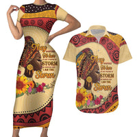 Black History Month Couples Matching Short Sleeve Bodycon Dress and Hawaiian Shirt African Woman Afro I Am The Storm - Wonder Print Shop