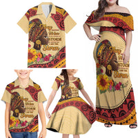 Black History Month Family Matching Off Shoulder Maxi Dress and Hawaiian Shirt African Woman Afro I Am The Storm - Wonder Print Shop