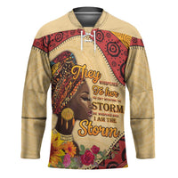 Black History Month Hockey Jersey African Woman Afro I Am The Storm - Wonder Print Shop