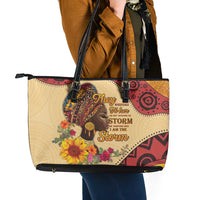 Black History Month Leather Tote Bag African Woman Afro I Am The Storm - Wonder Print Shop