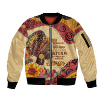 Black History Month Sleeve Zip Bomber Jacket African Woman Afro I Am The Storm - Wonder Print Shop