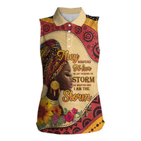 Black History Month Women Sleeveless Polo Shirt African Woman Afro I Am The Storm - Wonder Print Shop