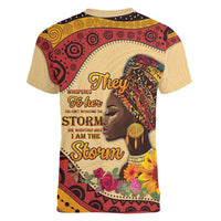 Black History Month Women V-Neck T-Shirt African Woman Afro I Am The Storm - Wonder Print Shop