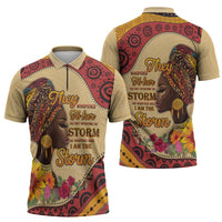 Black History Month Zipper Polo Shirt African Woman Afro I Am The Storm - Wonder Print Shop