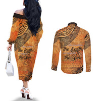 African Women Couples Matching Off The Shoulder Long Sleeve Dress and Long Sleeve Button Shirt She Is Rooted In The Earth and Rising Like The Sun - Wonder Print Shop