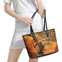 African Women Leather Tote Bag She Is Rooted In The Earth and Rising Like The Sun - Wonder Print Shop