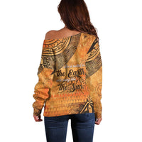 African Women Off Shoulder Sweater She Is Rooted In The Earth and Rising Like The Sun - Wonder Print Shop