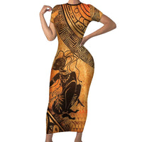 African Women Short Sleeve Bodycon Dress She Is Rooted In The Earth and Rising Like The Sun - Wonder Print Shop