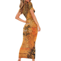 African Women Short Sleeve Bodycon Dress She Is Rooted In The Earth and Rising Like The Sun - Wonder Print Shop