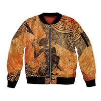 African Women Sleeve Zip Bomber Jacket She Is Rooted In The Earth and Rising Like The Sun - Wonder Print Shop