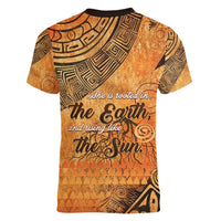 African Women Women V-Neck T-Shirt She Is Rooted In The Earth and Rising Like The Sun - Wonder Print Shop