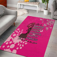 African Women Area Rug Black Beautiful Brave and Bressed - Pink Color - Wonder Print Shop