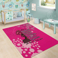 African Women Area Rug Black Beautiful Brave and Bressed - Pink Color - Wonder Print Shop