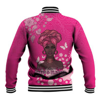 African Women Baseball Jacket Black Beautiful Brave and Bressed - Pink Color - Wonder Print Shop